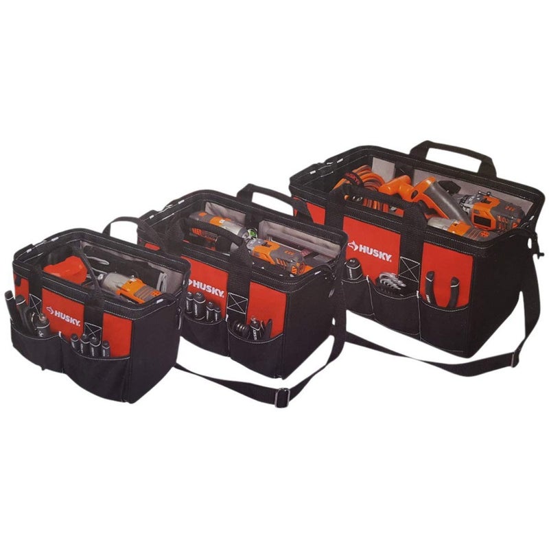 Husky 18 in., 15 in. and 12 in. Tool Bag Combo in Red - Image 1